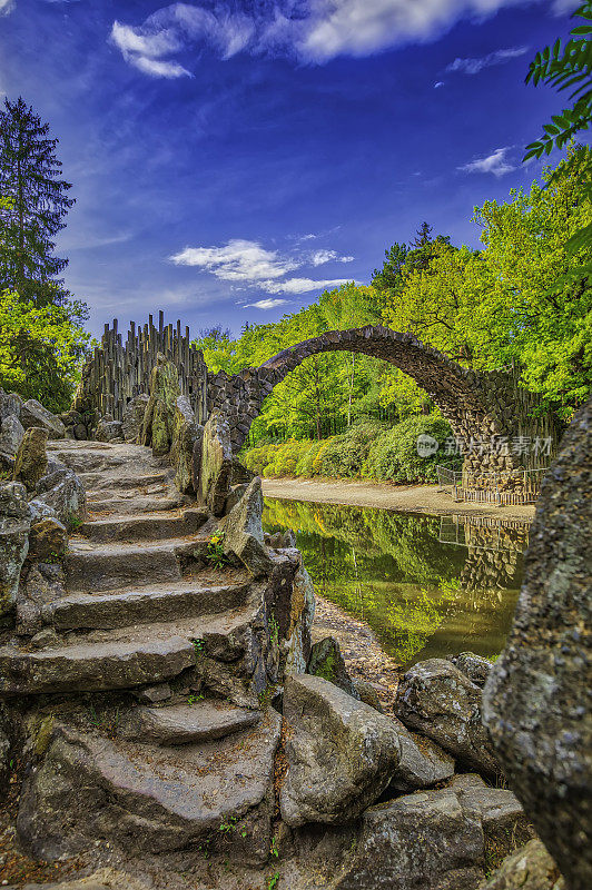 德国Kromlau的Rakotz桥(拱桥，Rakotzbrücke) (HDRi)